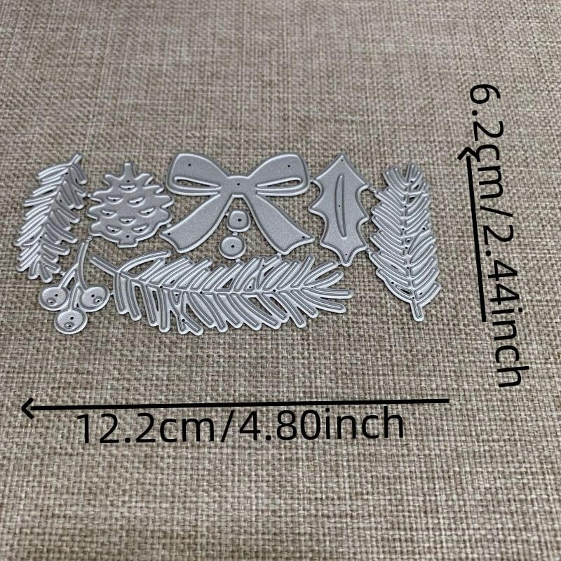 Lapoo Christmas Metal Cutting Die for Scrapbooking, 3D Backgrounds Frame New Cutting Dies DIY Album Card Making Decor Paper Metal Die Cuts Party Decorations (Bows and Pine Branches 4.8 x 2.4 in) - Image 2